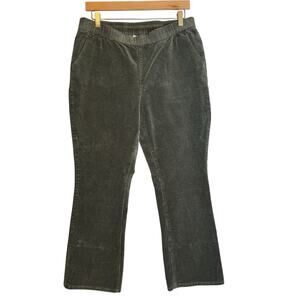 Denim & Company Corduroy Pants Women’s 12 Pull On Stretch Boot Cut Green Boho XL